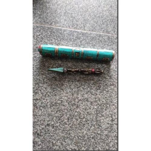 Collection Old Tibet Temple Pure Copper Gilt Hayagriva Vajra Pestle & Inlay Gem Box