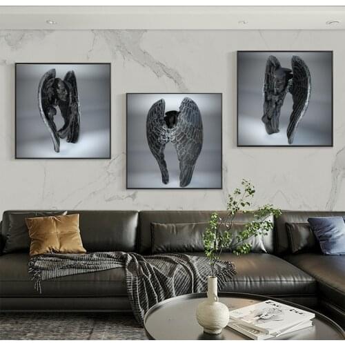 Metal Figure Statue Feathers Art Canvas Painting Wall Posters and Prints Pictures Modern Interior Decorative Paintings for Home