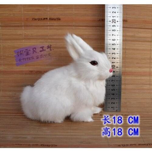New simulation rabbit toy polyethylene & furs white rabbit doll gift about 18x18cm 2525
