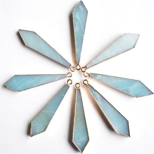 2020 new Fashion good quality natural amazonite stone Sword shape pendants charms for jewelry making 8pcs/lot Wholesale free