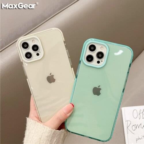 Transparent Bumper Neon Color Case For iPhone 12 11 Pro XS Max XR X 7 8 Plus Mini SE2 Soft Silicone Shockproof Clear Back Cover