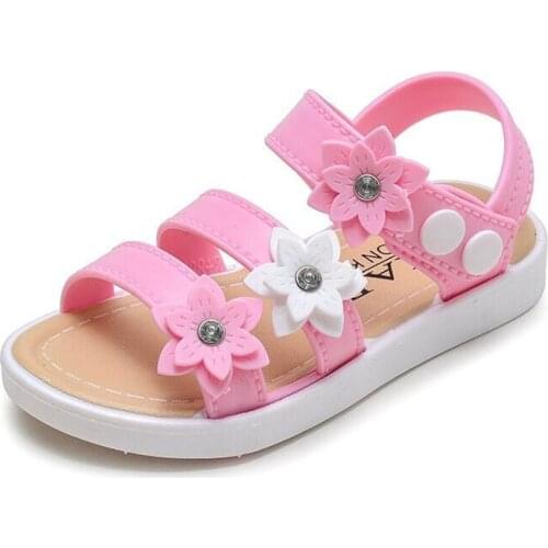 2020New Summer pink little Girl Sandal Children beach Sandals baby girls flowers princess sandal Fashion Kids Shoes for summer