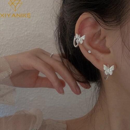 XIYANIKE 925 Sterling Silver Newly Arrived Shiny Matte Butterfly Hoop Earrings Female Simple Charm Gorgeous Jewelry Wedding