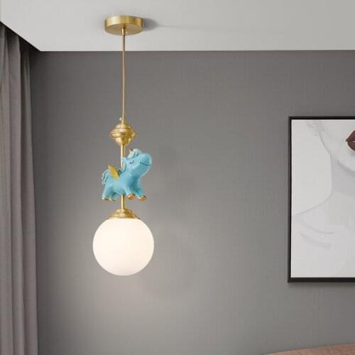 Modern Cartoon Resin Glass Pendant Light Nordic Childrens Bedroom Hanging Lamp Dining Bar Counter Living Room Kitchen Lighting