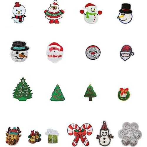 Embroidered Sequin Badge Cloth Stickers High-quality Patch Applique Pattern Stitched On Clothing Stickers Christmas Decorations