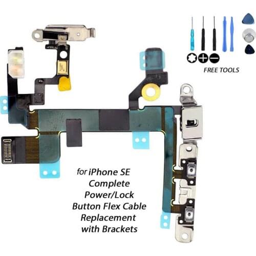 Replacement Power Mute Volume Button Flex Cable with Bracket Tool for iPhone SE