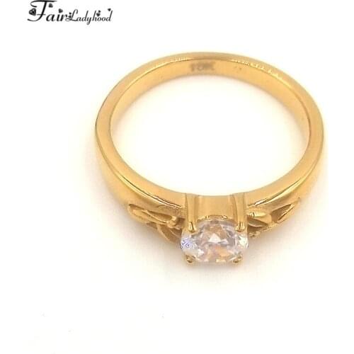 FairLadyHood Single CZ Stainless Steel Rings For Women