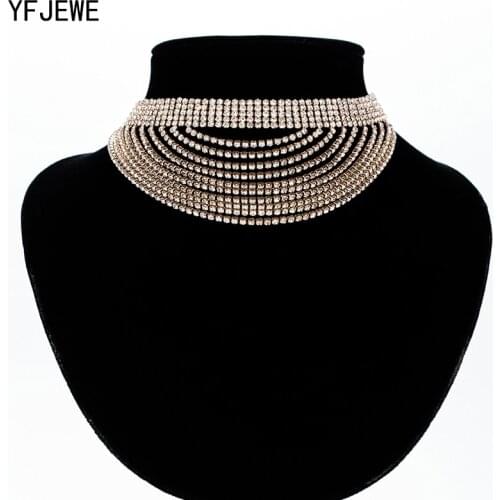 YFJEWE Women Full Rhinestone Pendant Jewelry Collar Necklace Ten Hanging Chain African Clavicle Necklaces Choker Necklace N367