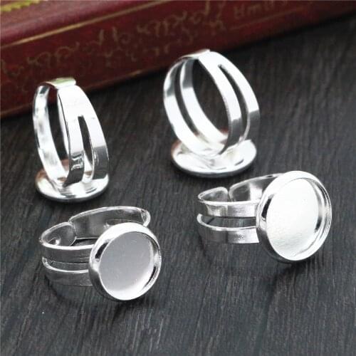 8mm 10mm 12mm 10pcs Bright Silver Plated Children Ring Adjustable Ring Settings Blank/Base,Fit 8/10/12mm Glass Cabochons