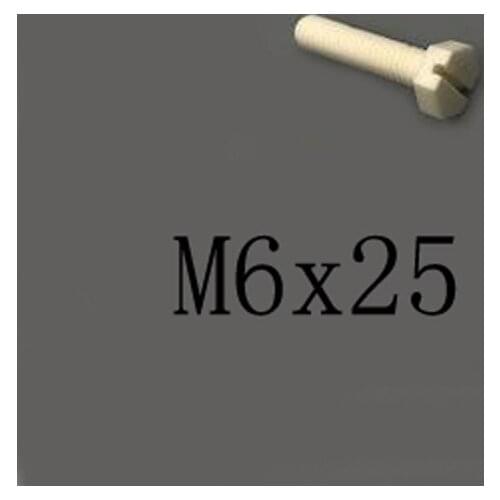 2pcs M6x25mm Slotted Hexagonl Head Screw Ceramic Insulated Bolt High Temperature Corrosion Resistance Zirconin