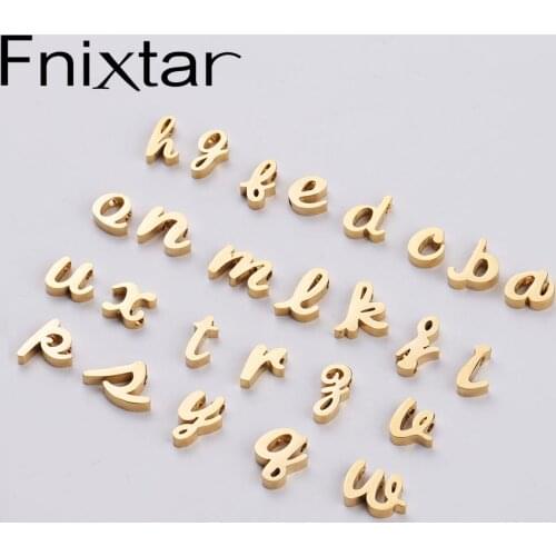 Fnixtar DIY Small Alphabet Bead Mirror Polished Stainless Steel 26 English Letters A-Z Beads Charm 1.8 mm Hole 26piece/lot