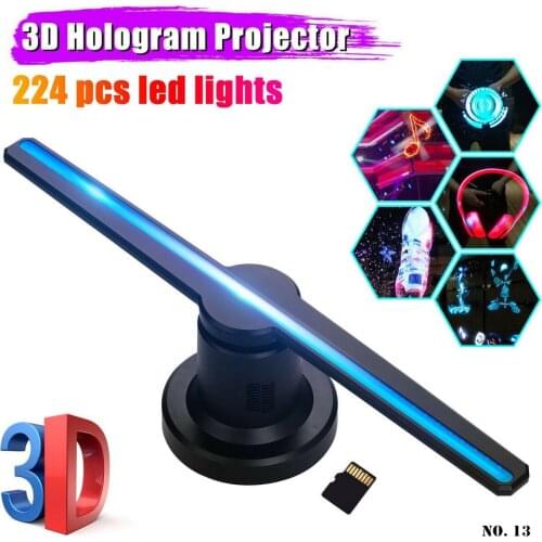 3D Hologram Projector Light Plug-in Advertising Display LED Fan Holographic Imaging Lamp 3D Remote Hologram Player with WiFi