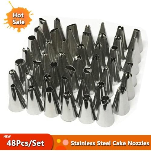 48Pcs/Set Stainless Steel Icing Piping Cake Nozzles Russian Pastry Decorating Tips Baking Tools For Cake Dessert