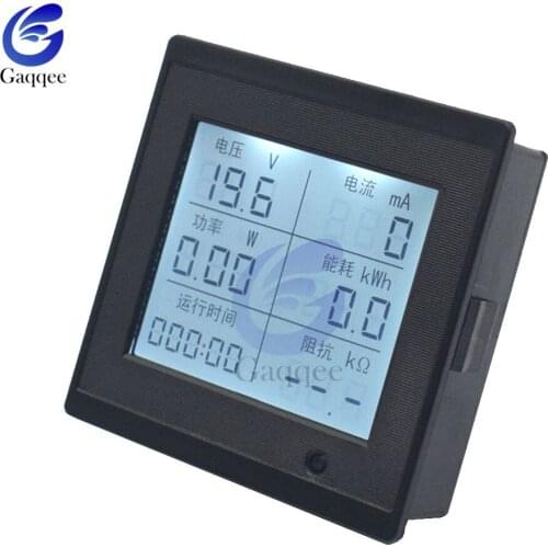 6-200V LCD Digital Display DC Voltage And Current Meter 20A Power Consumption Impedance Multi-Function Meter Tester Tools