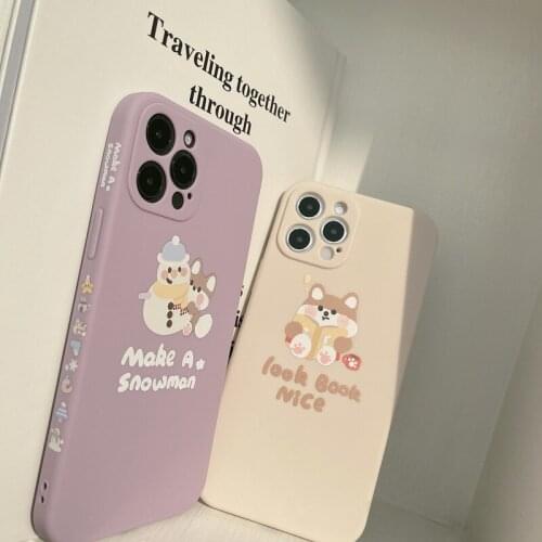 Phone Case For iPhone 11pro max 12mini pro max 7p/8plus X/Xs max XR Back Cover Phone shell Painted Soft Glue Cartoon dog lovers