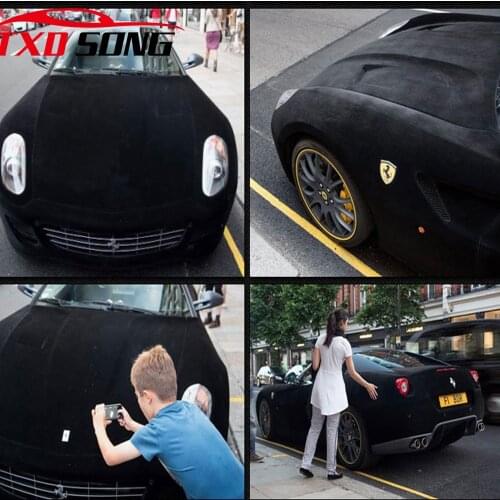 Black Car velvet vinyl film Automotive Decals sticker like Real suede fabric material Velvet Film 10/20/30/40/50x135CM/LOT