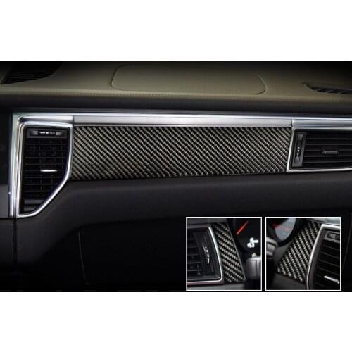 Carbon Fiber Color Car Styling Center Console Air Condition Panel Decoration Trim Covers Stickers For Porsche macan Accessories
