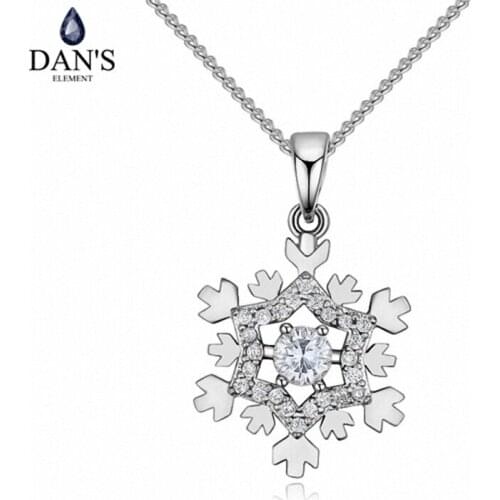 DANS Element Brand 3Colors AAA Zirconia Micro Inlays Fashion Snowflake Pendant Flower for Women Valentine Gift 126374