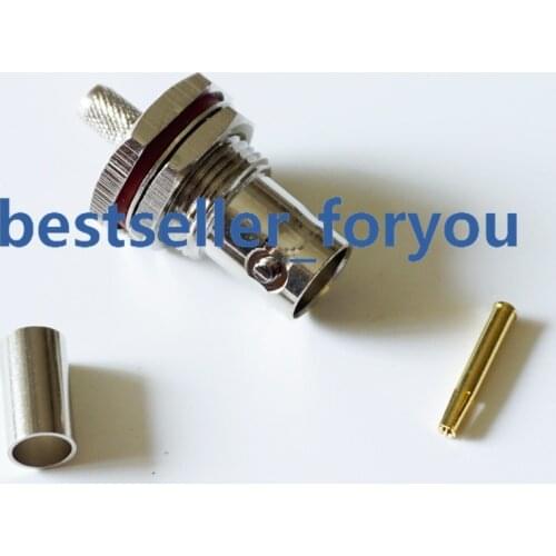 BNC Female Q9 Jack O-ring Bulkhead Crimp Connector For RG58 RG142 LMR195 RG400 Coaxial Coax Cable