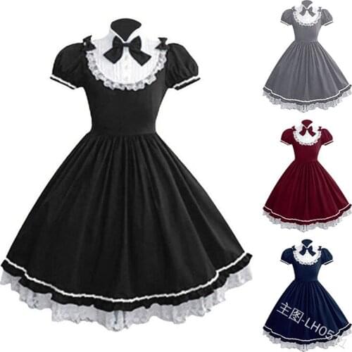 Gothic Vintage Lolita Dress Japanese college palace princess dress lace Lantern Sleeve Cute Party Dress sweet lolita vestidos
