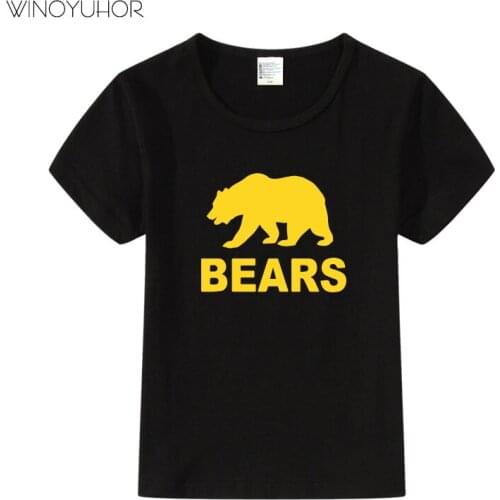 Russian Grizzly Bear Print Cotton T-shirt 2020 New Summer Short Sleeve Cartoon T Shirts Children Boys Top Tees High Quality