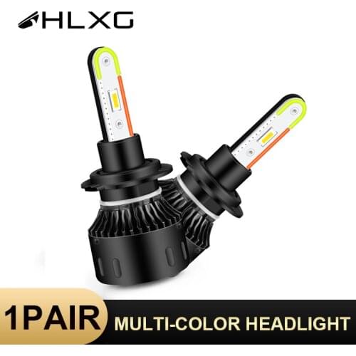 HLXG car headlight luces h4 h7 led bulb lamp lampada h4 led h11 12000LM H8 H9 9005 9006 HB4 HB3 led Bulb Multi color Accessories