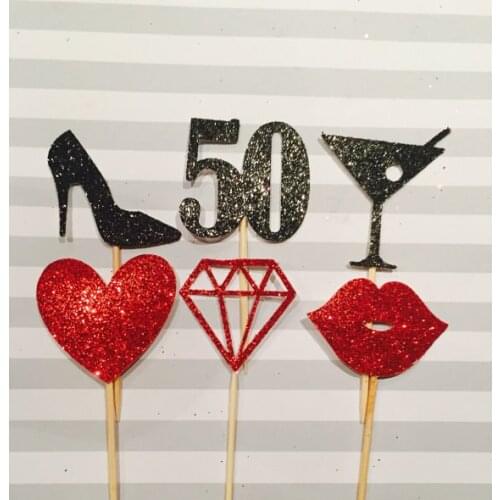 CUSTOM number glitter mix styles 50th birthday cupcake Toppers baby bridal shower wedding party cake decorations food picks