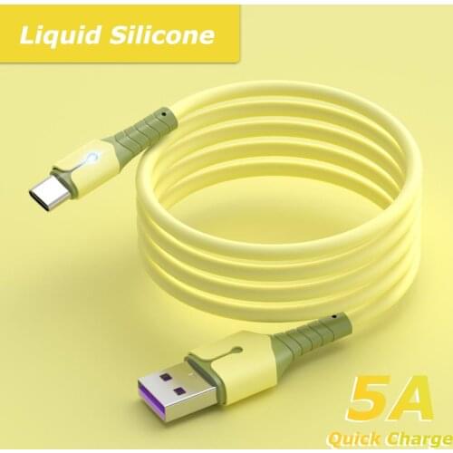 5A Super Fast Charge Liquid Silicone Cable Micro USB Type C Cable for Samsung Huawei Xiaomi One Plus Charging Wire Data Cable