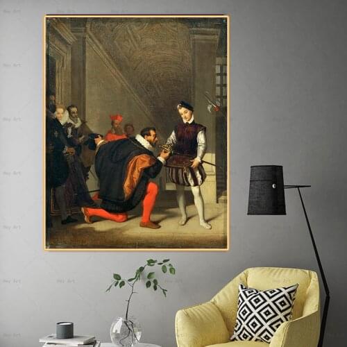 Citon Ingres《Don Pedro of Toledo Kissing Henry IVs Sword》Canvas Oil Painting World Famous Artwork Picture Decor Home Decoration