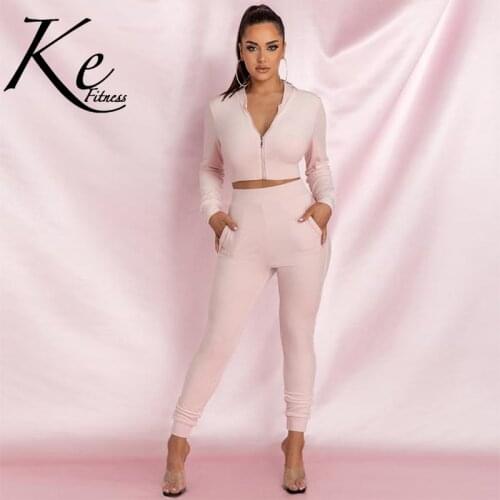 KE hot style autumn and winter sports and leisure two-piece female gold velvet foreign trade sexy hot tracksuit women