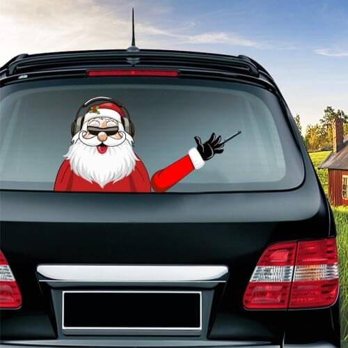 Cute ​Christmas Santa Claus Waving Wiper Decals PVC Rear Window Wiper Stickers Windshield Car Stickers And Decals for Car