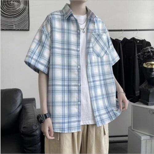 2021 Summer Shirt Mens Short Sleeve Retro Hong Kong Port Hong Kong Wind Brand Wind 17