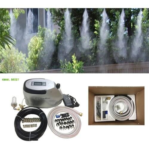 H218 Quiet 0.3L/min fog machine set with 10pcs nozzle mister 10pcs slip lock fittings 15M hose for patio mist cooling spray kits