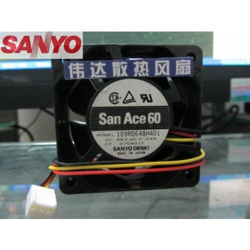 Original For Sanyo 109R0648H401 6025 60mm 6cm DC 48V 0.04A quiet silent dc brushless cooling fans