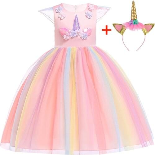 New Unicorn Dress For Girls Party Princess Dress Kids Birthday Wedding Dresses For Baby Girls Christmas Dress Children Clothing