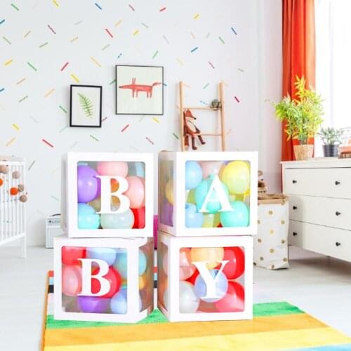 4Pcs Alphabet Transparent Balloon Box Favorite Block Baby Shower Birthday Party Wedding Decor Valentines Day Gift Packing Box