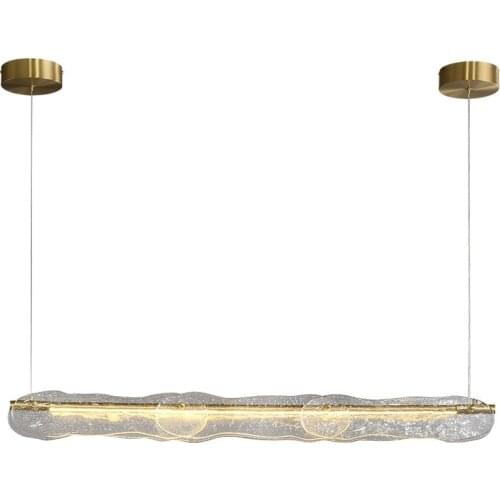 Light luxury post-modern chandelier creative design all copper water pattern glass dining room chandelier