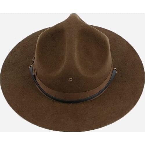 Us Marines Hat Instructor Kapelusz Woolen Big Brim Hats Special-shaped Concave-convex Us Navy Cap USA Army Chapeus