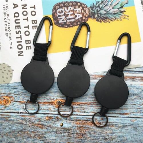 Heavy Duty Retractable Keychain Badge Holder Reel Clip Key Ring with Rope on Nurse Exhibition PU Business ID Card Holders