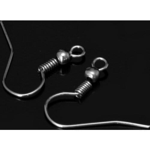 100 Pcs Earring Hooks Hypo-Allergenic Silver Plated Steel Ear Wires Drop Ship W2952001