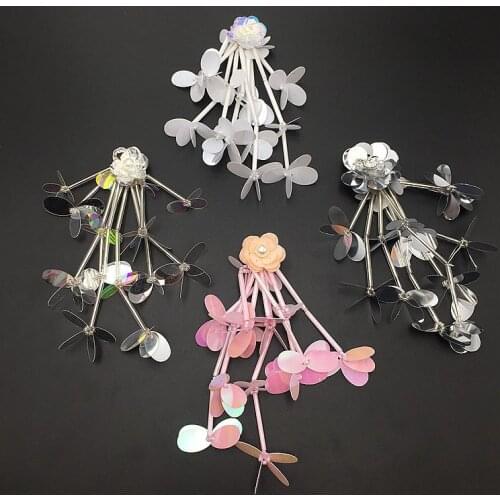 10pcs Beaded&Sequin Patches Sew On Hanging Flower Cloth Stickers Tassel Appliques Bag Hat Decoration DIY Clothing Accessories