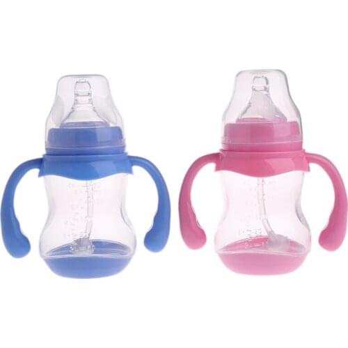 180ML Wide Neck Anti-colic Baby Infant Milk Feeding Nipple Bottle Learn Drinking