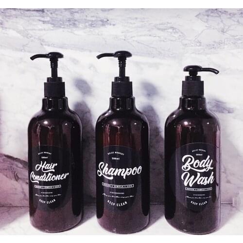 500ml Body wash Bottle Chic Bath Plastic Shampoo Hair Conditioner Bottles Scandinavian Brown Liquid Storage Bottle