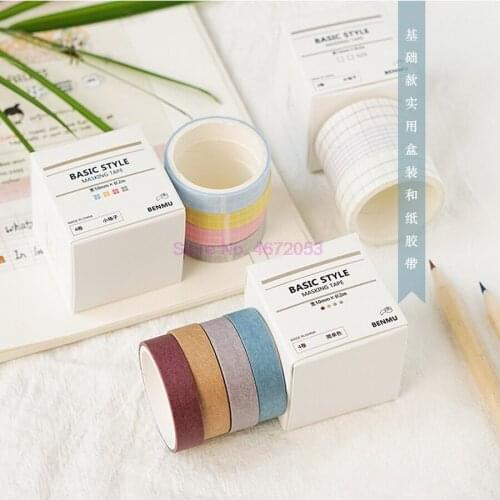 500sets 10/13mm Paper Basic Solid Color Decorative Grid Foil Washi Tape Stickers Scrapbooking Cute Stationary Accessory