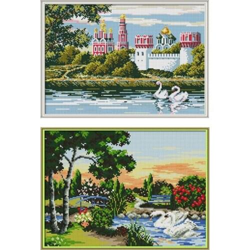 Joy Sunday Swan Lake Diamond Painting Full Square Picture of Rhinestones Easy Whim Diamond Embroidery Icons Mosaic Wall Pictures