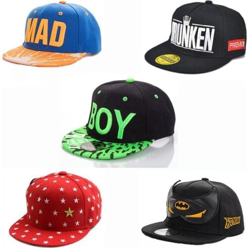 100%Cotton Children Cartoon Baseball Caps Fashion Hip Hop Cap Letter Embroidery Hats Kid Sunhat 2-9 Yrs Boy Girls Snapback Cap