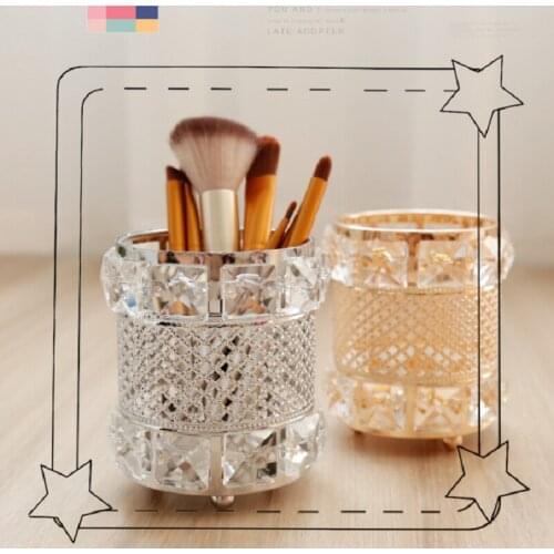 Glitter Crystal Makeup Brush Storage Holder Tube Eyebrow Cosmetic Pencil Holder Vanity Bathroom Bedroom Decor Xmas Present