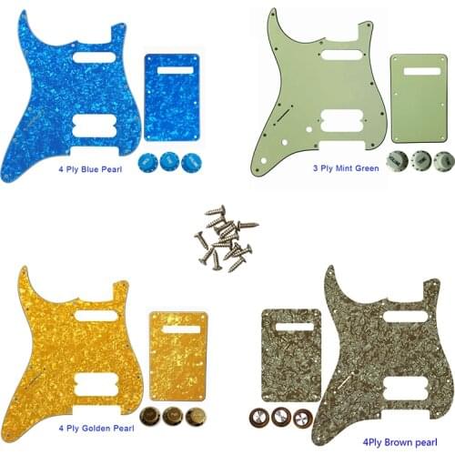 Guitar Parts - For US Left Handed 11 Screw Hole Standard Strat HS Player Humbucker Guitar Pickguard & Back Plate & Control Knob