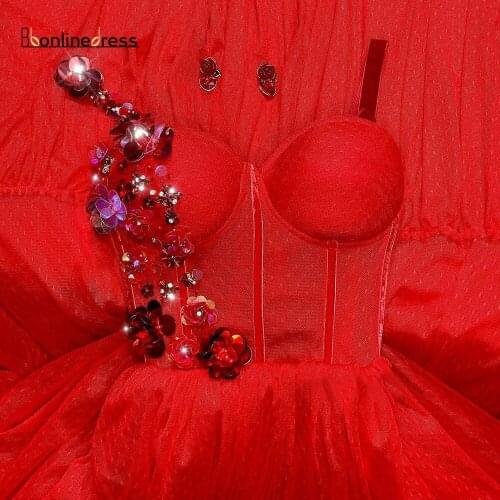 Tulle Red Spaghetti Strap Long Prom Dress A-Line Split Sequin Formal Party Evening Dress Youthful Vestido De Festa