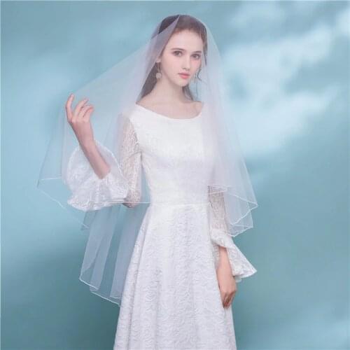 White Ivory Red Black Veil Brides Tulle Cathedral Wedding Veil Elbow Length Velos De Novia Largos 1.5M 2M 3M Bridal Veil No Comb